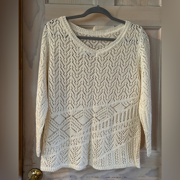 TSE Open Knit Linen Sweater in Ivory. Women’s Medium - Picture 2 of 6